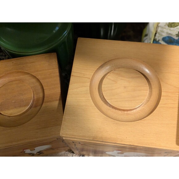 Rooster Weathervane Hand Painted Wood Canister Set Redbird Line Japan S + P - Picture 10 of 16